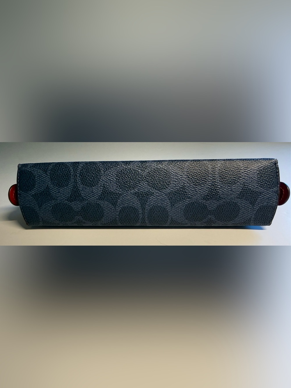 COACH pencil case signature canvas navy with red trim - Picture 2 of 8